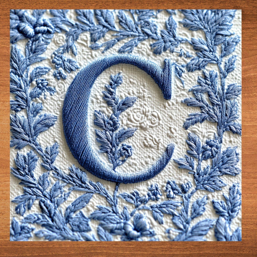 C Letter Monogram Ceramic Art Tile Grandmillennial Style Decor Home Art ...