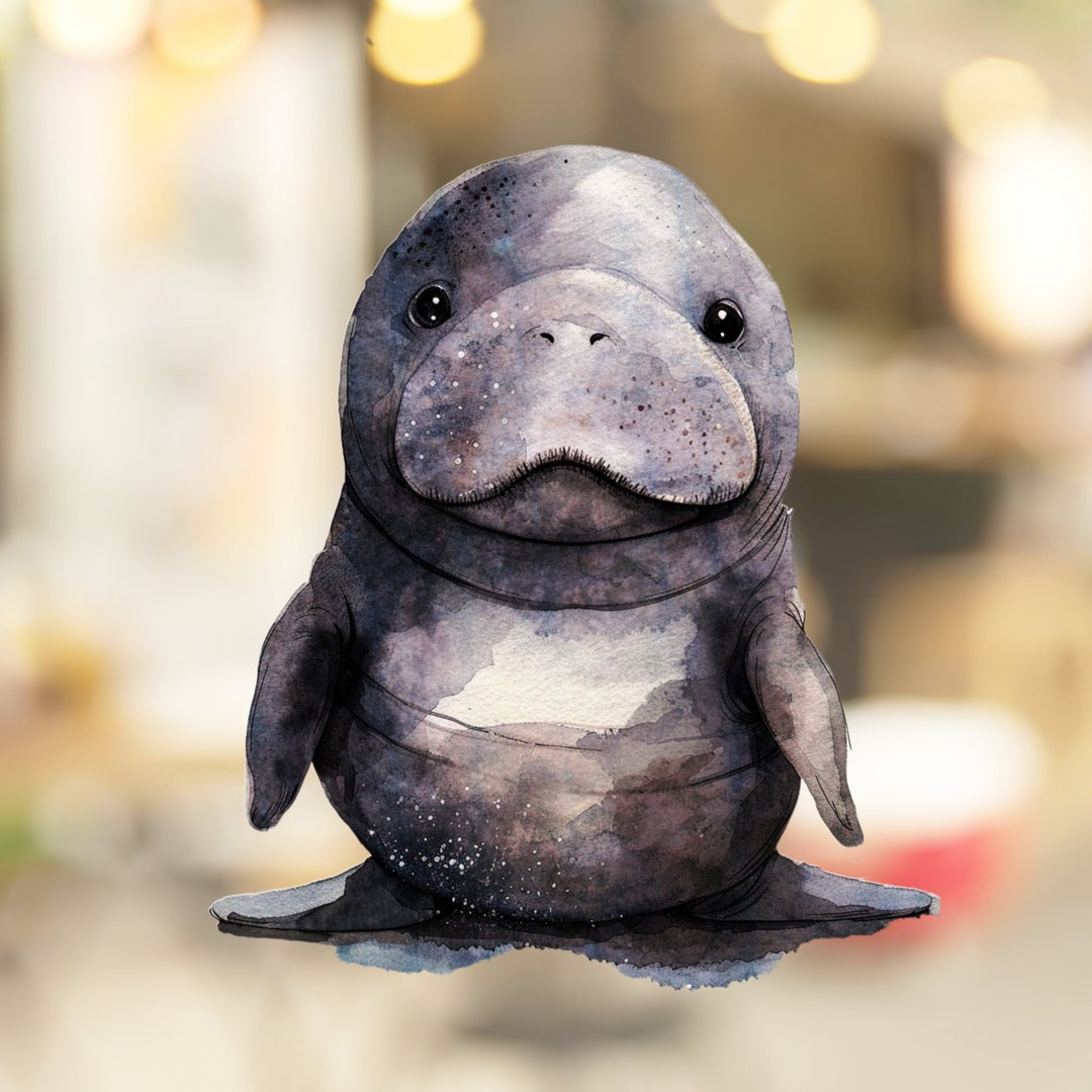 Watercolor Baby Manatee Window Decal Sticker Vinyl Window Cling Nursery ...