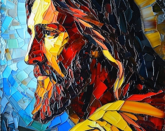 Jesus Ceramic Wall Art Decorative Tile Unique Home Decor Stained Glass Look Gift for Her Mothers Day Gift for Sister
