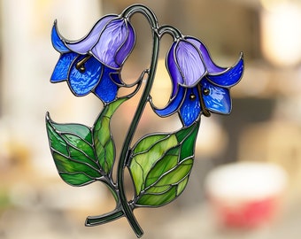 Bluebell Stained Glass Window Cling Beautiful Flower Window Artwork Window Decal Sticker Vinyl Film Gift for Nature Lover Her Mom