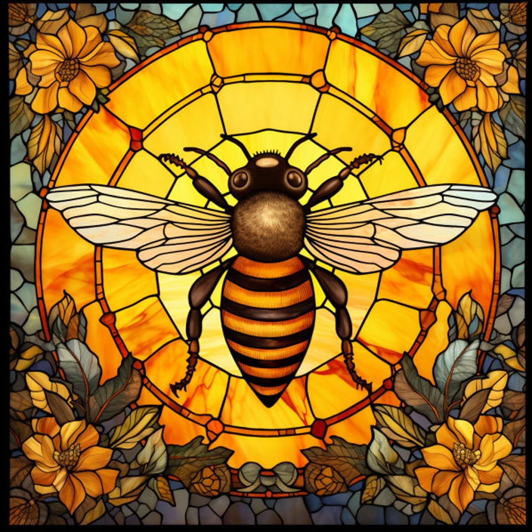 Bee Stain Glass Bee Stain Glass Window Hanging Bee Window Cling Bee ...