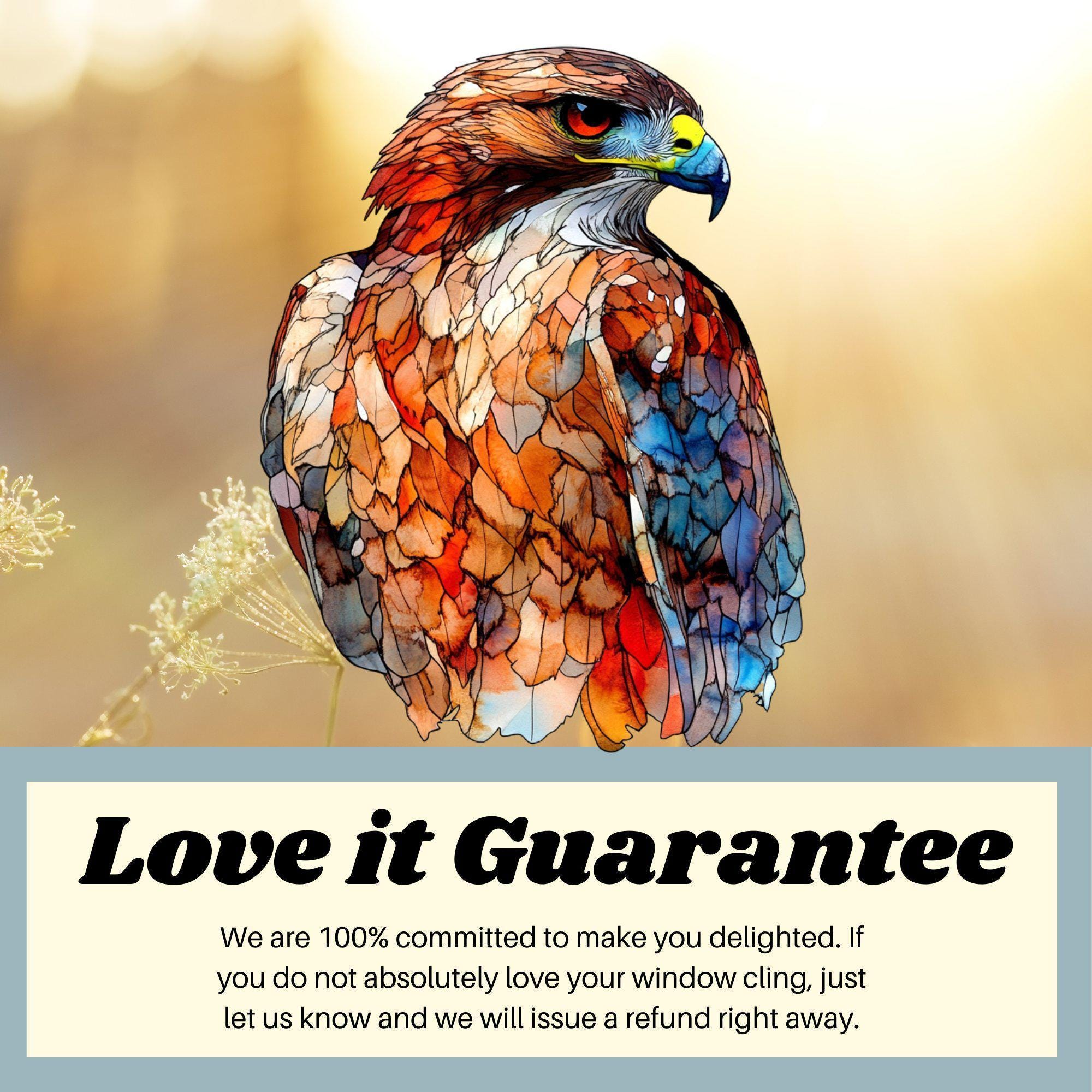 Window Hawk Red-tailed Hawk Window Cling Sticker Decal Window Film Gift for Bird ...
