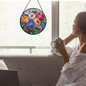 Peony November Birthflower Suncatcher Birthmonth Birth Month Flower Gift for Her Mom Wife Grandmother Personally birthflower image 4