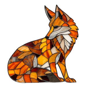 Coyote Stained Glass Window Cling Window Sticker Decal Film with Vibrant Colors Unique Gift for Him Outdoor Lover