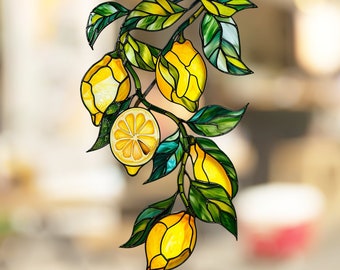 Lemons Stained Glass Window Cling Decal Sticker Window Film Reusable No Residue Gift for Her Mom Him Home