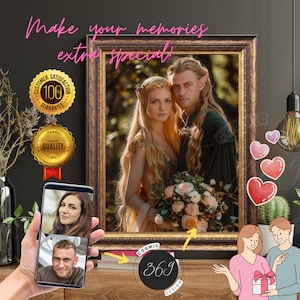 Custom Couple Portrait from photo Middle-Earth Style, Fantasy custom-portrait gift Digital Download, Best for Anniversary Gift, Special Gift