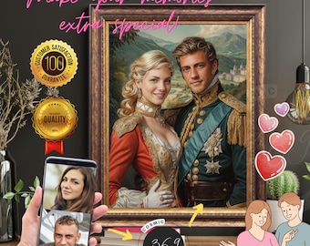 Custom Royal Couple Portrait from photo, custom photo gifted Digital Download, Best for Anniversary Gift, Special Gift, Wedding Gift