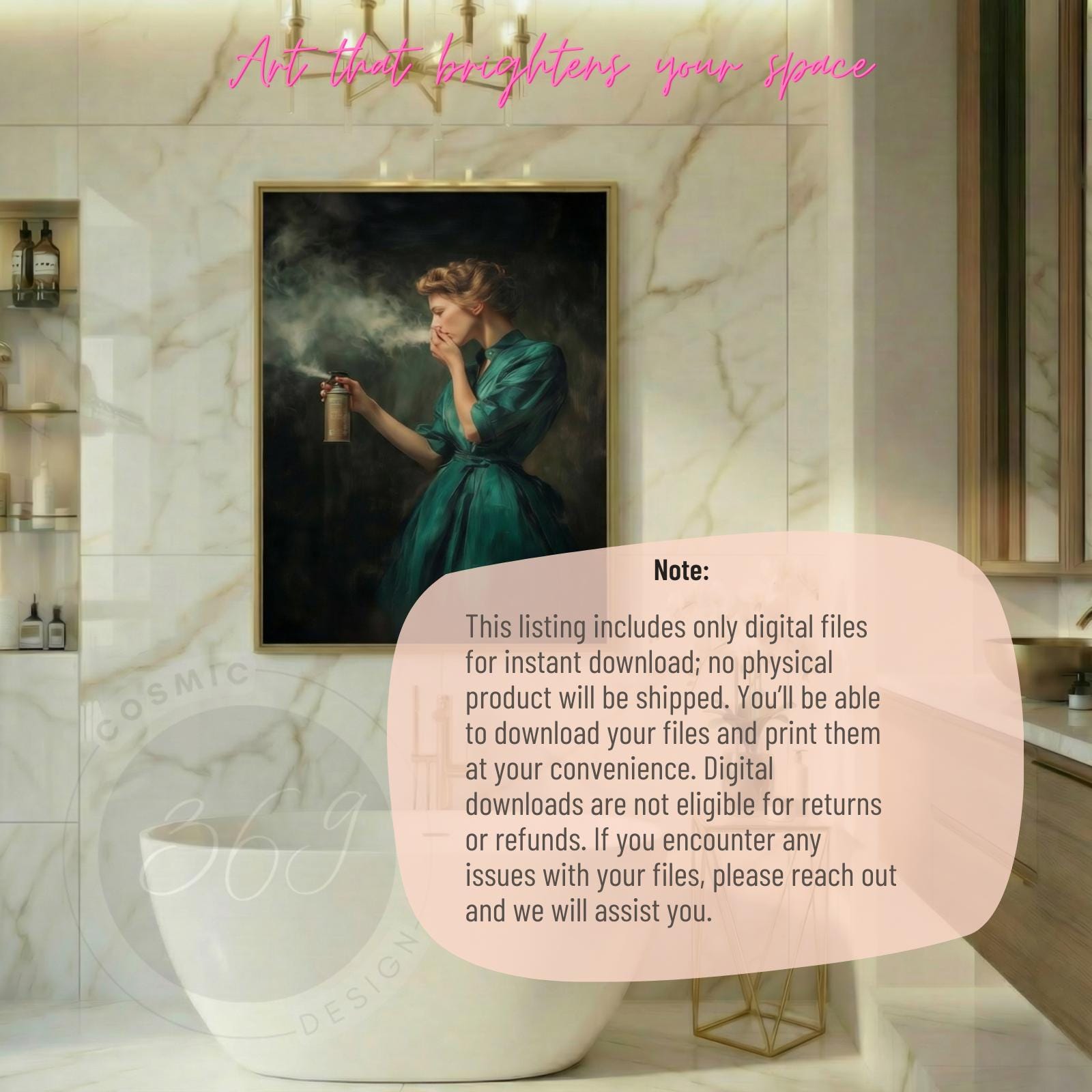 Funny Vintage Lady Bathroom Art Print – Toilet Humor Decor With Air ...