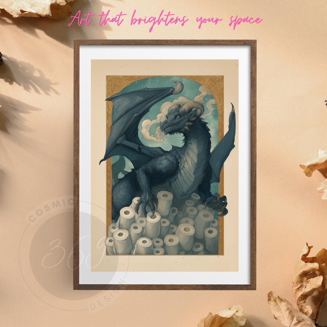 Dragon Bathroom Wall Art | Funny Medieval Fantasy Toilet Paper Hoard ...