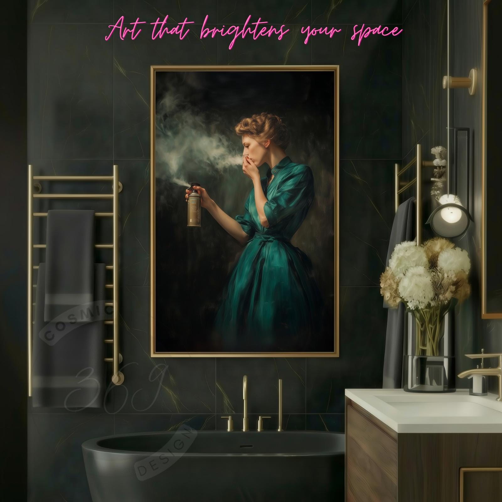 Funny Vintage Lady Bathroom Art Print – Toilet Humor Decor With Air ...