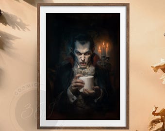Funny Vampire Bathroom Art: Gothic Horror Print Toilet Humorous Home Decor | Digital Download