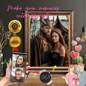 Custom Viking Couple Portrait from Photo, Fantasy custom-portrait gift Digital Download, custom photo gifted, Best for Anniversary Gift