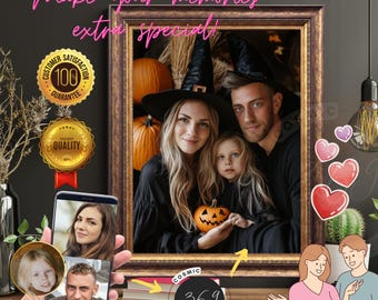 custom-portrait gift Custom Family Portrait Halloween from photo, Custom Spooky Halloween Portraits Digital, Halloween Custome Gifted