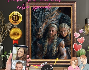custom-portrait gift Custom Couple Portrait from photo,  Medieval Fantasy Couple personalized portrait Digital ver., Best Anniversary Gift