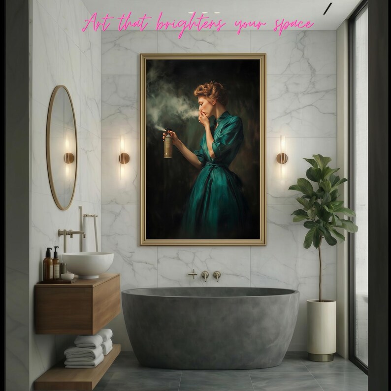 Funny Vintage Lady Bathroom Art Print – Toilet Humor Decor With Air ...