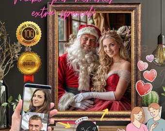 custom-portrait gift Custom Couple Portrait from photo,  Xmas Couple personalized Royal portrait Digital, Best Anniversary / Xmas Gift