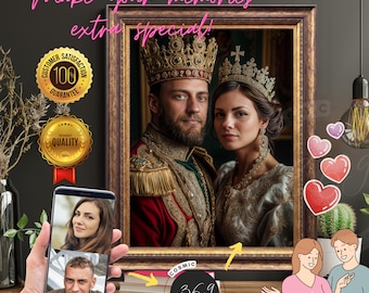 Custom Couple Portrait from photo Royal Couple Portrait, custom photo gifted Digital Download, Best for Anniversary Gift, Special Gift