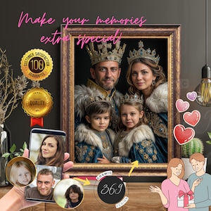 custom-portrait gift Custom Renaissance Royal Family Portrait from Photo 4 people, unique personal gift, Good Anniversary Gift Birthday Gift