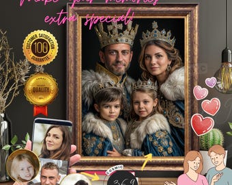 custom-portrait gift Custom Renaissance Royal Family Portrait from Photo 4 people, unique personal gift, Good Anniversary Gift Birthday Gift