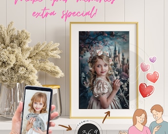 Custom Princess Portrait Personalized Princess Portrait from Photo, Royal Portrait Custom-portrait Digital Download, Best for party & gift
