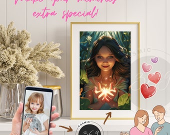 Ritratto personalizzato della figlia da foto, ritratto personalizzato del supereroe per la figlia, regalo con ritratto personalizzato Download digitale, ideale per feste e regali