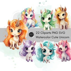 Unicorn Clipart Watercolor Style 22 Designs, Nursery Decor, PNG SVG For Commercial Use, Scrapbook, Journal, Paper Crafts digital download