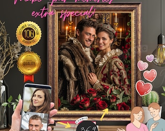 Custom Renaissance Couple Portrait from photo, Royal custom-portrait gift Digital Download, custom family portrait, Best Anniversary Gift