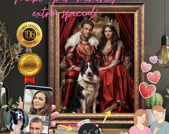 custom-portrait gift Custom Royal Family Portrait with Pet from Photo, Couple Custom Royal Portrait Digital, Anniversary Gift Birthday Gift