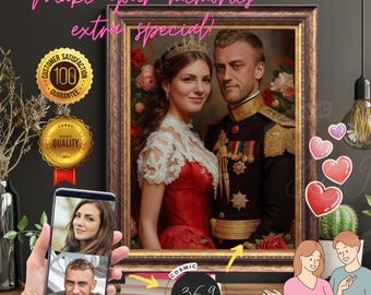 Renaissance Custom Portrait Royal Couple Portrait, Anniversary Gift Valentine's Day, Best gift for couple, Anniversary gift, Christmas Gift