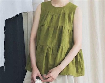 PDF Sewing Pattern Sleeveless Tiered blouse (PDF file A0 A4), with detailed instruction