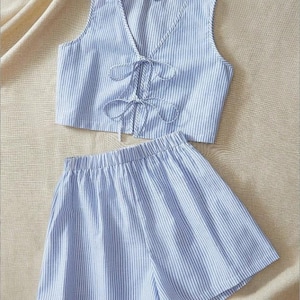 PDF Sewing pattern: Two-Piece Summer Set | Bow Tie Crop Top & High-Waisted Shorts