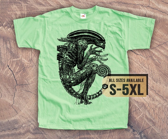 ALIEN V1 80s T SHIRT Tee Vintage Horror Poster Black Natural Sizes 