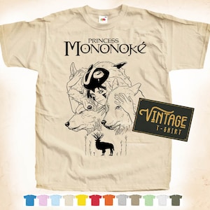 ブラックプリント：もののけ姫v2 Tシャツ ティー ヴィンテージ ポスター ナチュラル 12色 全サイズ S-5XL