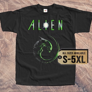 T-SHIRT ALIEN V2 anni '80 Tee Poster vintage NERO Tutte le taglie S-5XL