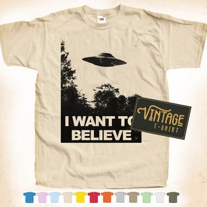 Black Print: The X FILES ver.1 I Want To Believe T-shirt Tee Vintage Poster Natural 12 Colors All Sizes S-5XL
