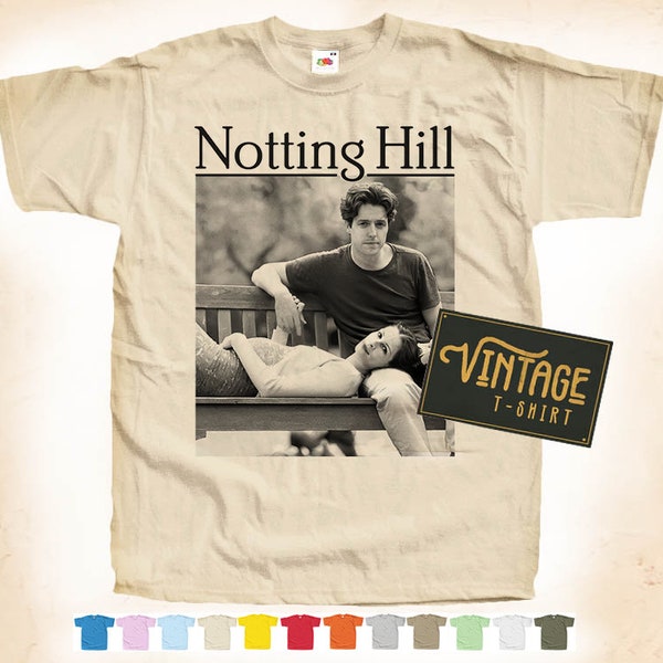 Black Print: NOTTING HILL Ver.2 T-shirt Tee Vintage Poster Natural 12 Colors All Sizes S-5XL