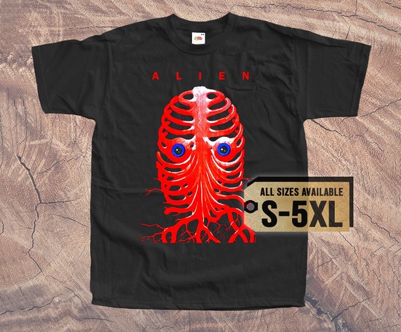 ALIEN V1 80s T SHIRT Tee Vintage Poster Black Natural White All 
