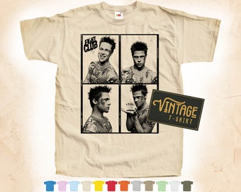 Black Print: FIGHT CLUB ver.5 T SHIRT Tee Vintage Poster Natural 12 Colors All Sizes S-5XL