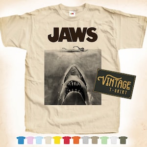 Black Print: JAWS T shirt Tee Vintage Poster Natural 12 Colors All Sizes S-5XL