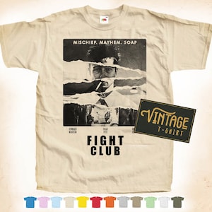 Schwarz Print: FIGHT CLUB ver.1 T SHIRT Tee Vintage Poster Natur 12 Farben Alle Größen S-5XL