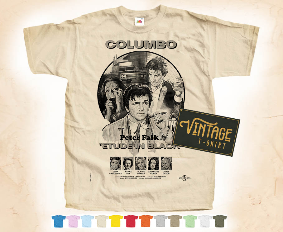 Black Print: Columbo V2 T SHIRT Tee Vintage Poster Natural 12