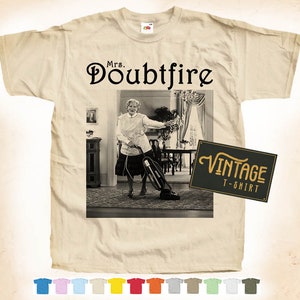 Black Print: Mrs. DOUBTFIRE T SHIRT Tee Vintage Poster Natural 12 Colors All Sizes S-5XL