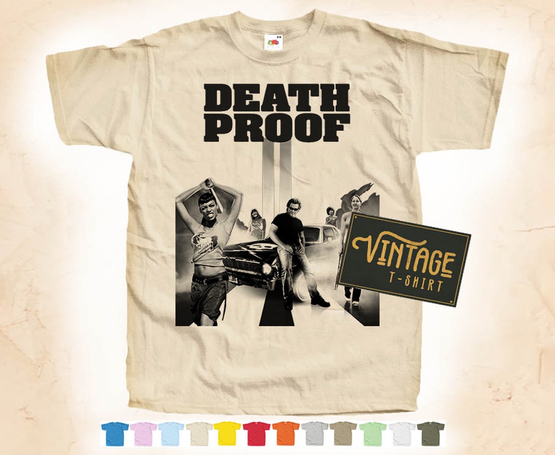 Black Print: Death Proof V4 T SHIRT Tee Vintage Poster Natural 12