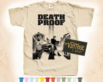 Black Print: Death Proof V4 T SHIRT Tee Vintage Poster Natural 12 Colors All Sizes S-5XL