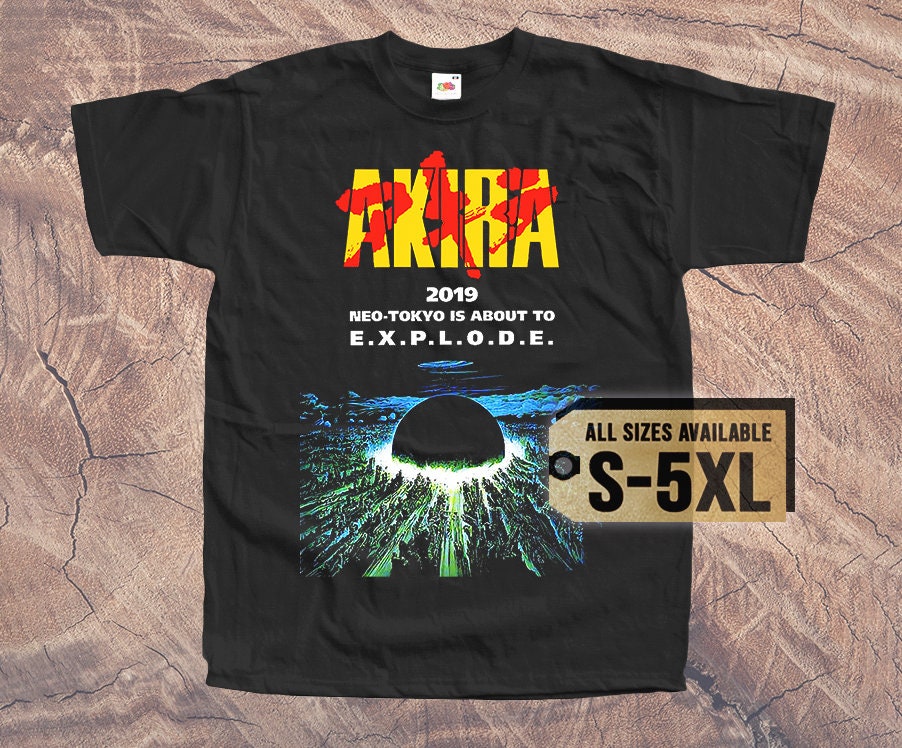 AKIRA V2 1988 80s T SHIRT Tee Vintage Poster BLACK All Sizes AKIRA V2 1988 80s T SHIRT Tee Vintage Poster BLACK All Sizes