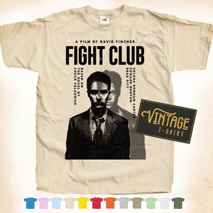 Black Print: FIGHT CLUB ver.6 T SHIRT Tee Vintage Poster Natural 12 Colors All Sizes S-5XL
