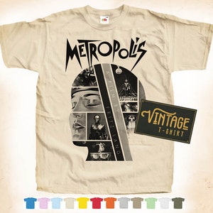 Black Print: METROPOLIS ver.3 T SHIRT Tee Vintage Poster Natural 12 Colors All Sizes S-5XL