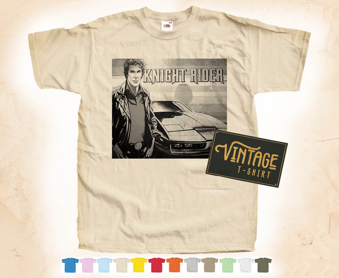 Black Print: KNIGHT RIDER V3 T Shirt Tee Vintage Poster Natural 12 ...