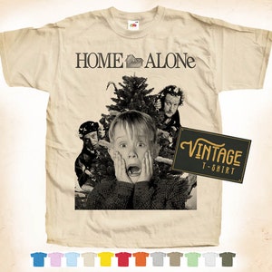 Stampa nera: T-shirt Home Alone ver.2 T-shirt Poster vintage Naturale 12 colori Tutte le taglie S-5XL