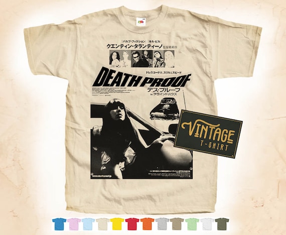 Black Print: Death Proof V6 T SHIRT Tee Vintage Poster Natural 12 